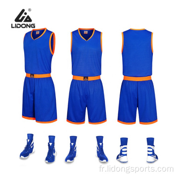 Uniforme de maillot de basket-ball collégial rapide en polyester